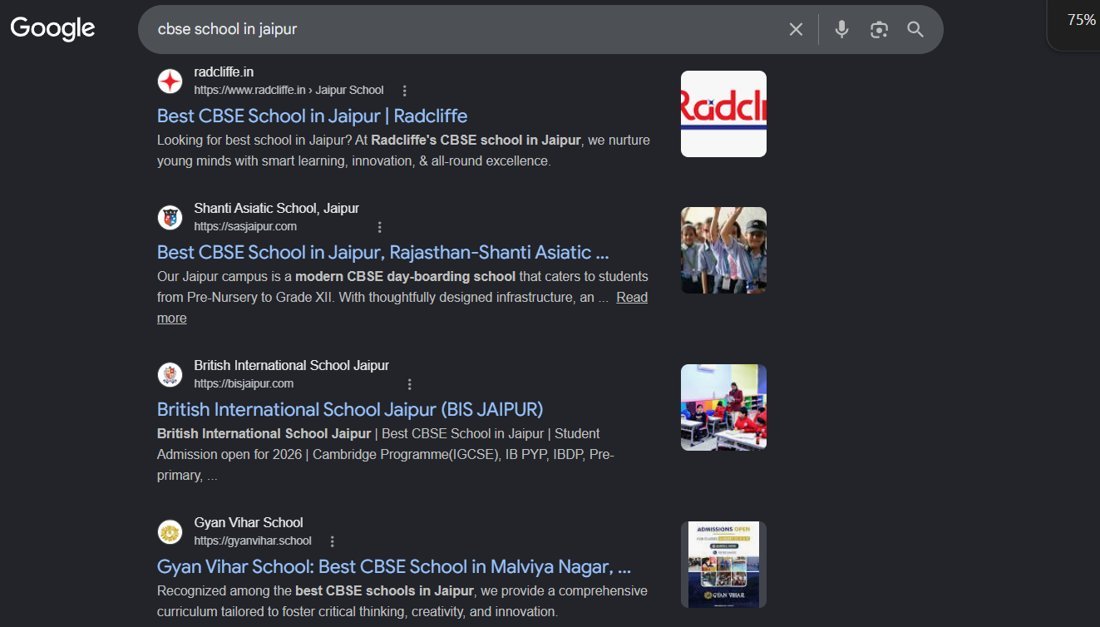 SEO Result – CBSE School in Jaipur Google Ranking