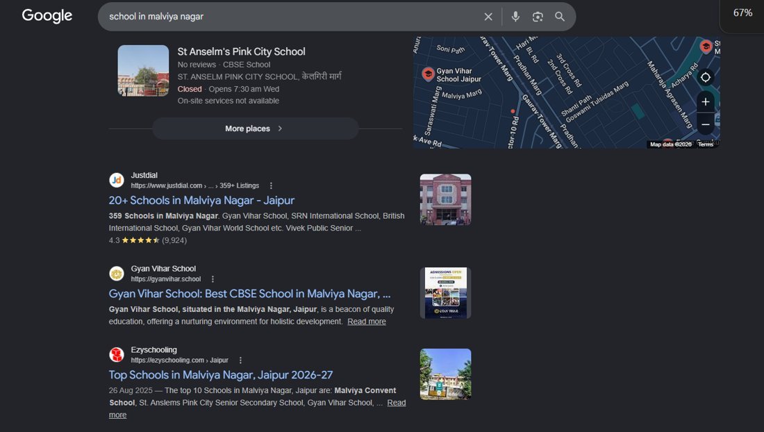 SEO Result – School in Malviya Nagar Google Ranking