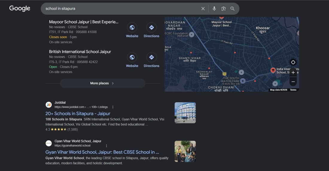SEO Result – School in Sitapura Google Ranking